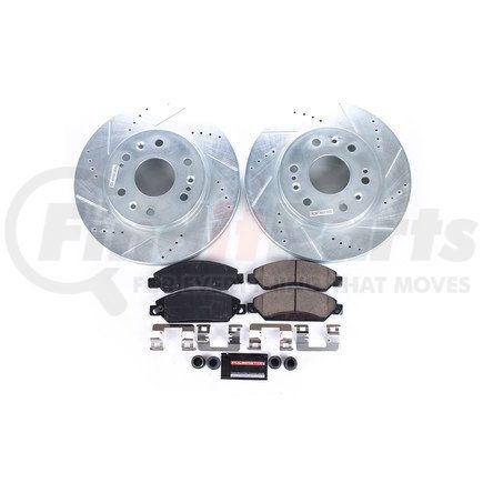 K2067 by POWERSTOP BRAKES - Z23 Daily Driver Carbon-Fiber Ceramic Brake Pad and Drilled & Slotted Rotor Kit