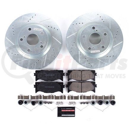 K3053 by POWERSTOP BRAKES - Z23 Daily Driver Carbon-Fiber Ceramic Brake Pad and Drilled & Slotted Rotor Kit