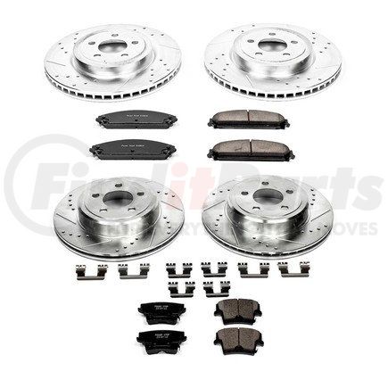 K2853 by POWERSTOP BRAKES - Z23 Daily Driver Carbon-Fiber Ceramic Brake Pad and Drilled & Slotted Rotor Kit