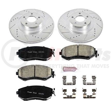 K6082 by POWERSTOP BRAKES - Z23 Daily Driver Carbon-Fiber Ceramic Brake Pad and Drilled & Slotted Rotor Kit