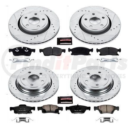 K7136 by POWERSTOP BRAKES - Z23 Daily Driver Carbon-Fiber Ceramic Brake Pad and Drilled & Slotted Rotor Kit