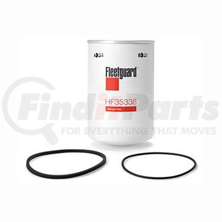HF35338 by FLEETGUARD - Hydraulic Filter - 7.87 in. Height, 5.04 in. OD (Largest), Spin-On, Delivered with O-ring gasket 3962133 and Rectangular gasket 3962134. To be used on 'Made in Europe' equipements only.