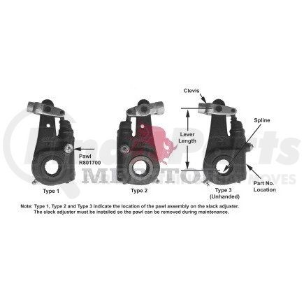 Meritor R802422 Air Brake Automatic Slack Adjuster AY-ASA-1.50-28