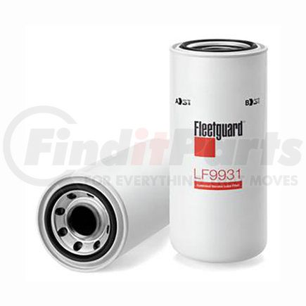 LF9931 by FLEETGUARD - Engine Oil Filter - 12.2 in. Height, 5.34 in. (Largest OD), StrataPore Media