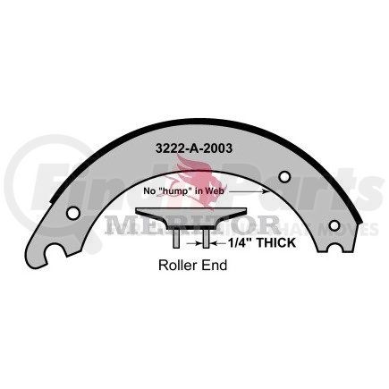 XSR3014720QP by MERITOR - Remanufactured Drum Brake Shoe - Lined