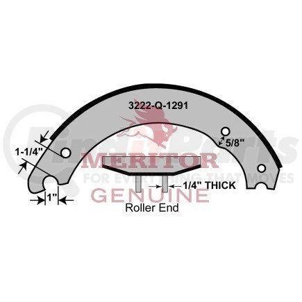 SMA3124514Q by MERITOR - Drum Brake Shoe Kit - 6.00" Width, for 16.50" Brake Diameter