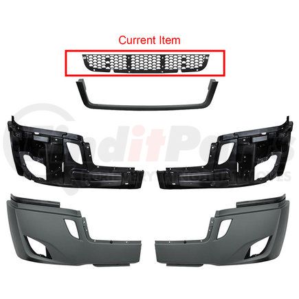 Torque Parts TR605-FRBGR Bumper Cover Grille - For 2018+ Freightliner Cascadia Trucks