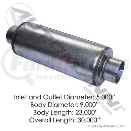 Automann 562.U65092 Muffler - 5 in. Inlet/Outlet, 9 in. Body Length