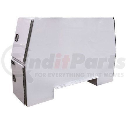 Buyers Products bp826524w 65X24X82in. Offset Floor White Steel Backpack Truck Box - 13.3in. Offset