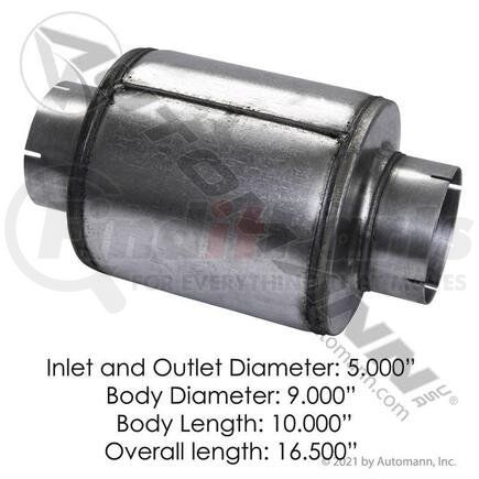 Automann 562.U65091 Exhaust Resonator, 5-inch Inlet and Outlet Heavy Duty Diesel Engine Muffler