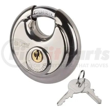 CURT MANUFACTURING 23084 CURT 23084 Stainless Steel Disc Lock; Brass 4-Pin Cylinder; 3/8-Inch Hardened Shackle for Trailers; Sheds; Storage Rooms