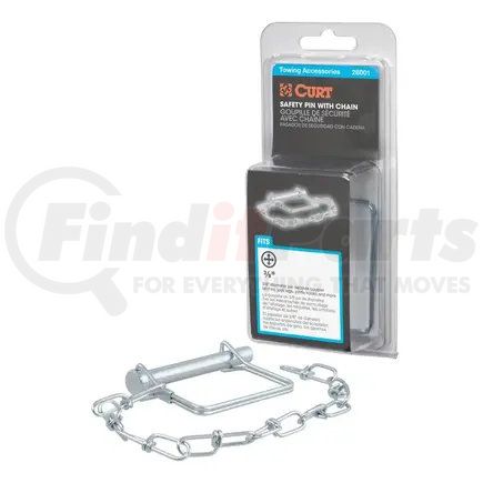 CURT MANUFACTURING 28001 3/8in. Safety Pin with 12in. Chain (2-3/4in. Pin Length; Packaged)