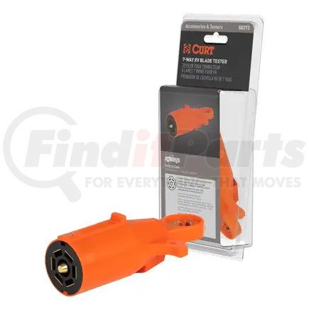 CURT Manufacturing 58273 CURT 58273 7-Pin RV Blade Trailer Wiring Towing Vehicle Socket Tester; Orange