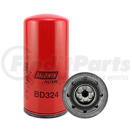 Baldwin BD324 Engine Oil Filter - Dual-Flow Lube Spin-On used for Various Applications