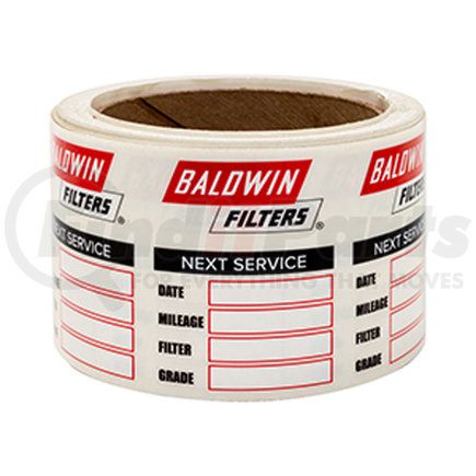 Baldwin PKG50 Service Reminder Information Label - White, 4 X 2-1/2 X 4 In, Outside Diameter 4 In