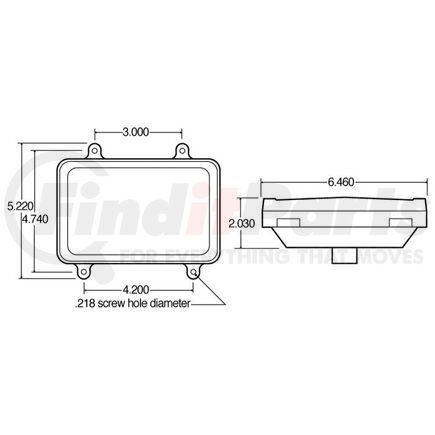 Freightliner TL 07098 Marker Light - Incandescent, Red, Rectangular, 4 Screw, Socket Assembly