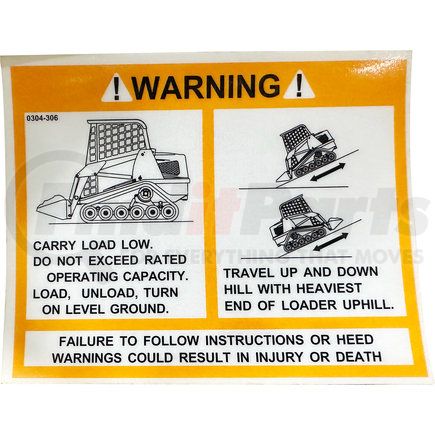 Yanmar 0304-306 Load Warning Decal