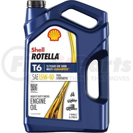 Shell Lubricants 550050467 Rotella ® Engine Oil - Full Synthetic, Heavy Duty, Diesel, T6, 15W-40, 1 Gallon