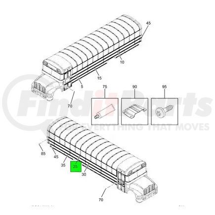 Navistar 2201831C1 Body Rub Rail - Rail Top Right Hand For International IC Bus