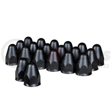 United Pacific 10361 Wheel Lug Nut Cover Set - 20 Pieces, 1-1/2" x 2-3/4", Matte Black, Plastic Bullet, Push-On