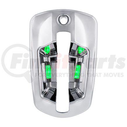 United Pacific 42539 Exterior Door Handle Cover - Passenger Side, Chrome, with 6 LED Green Light