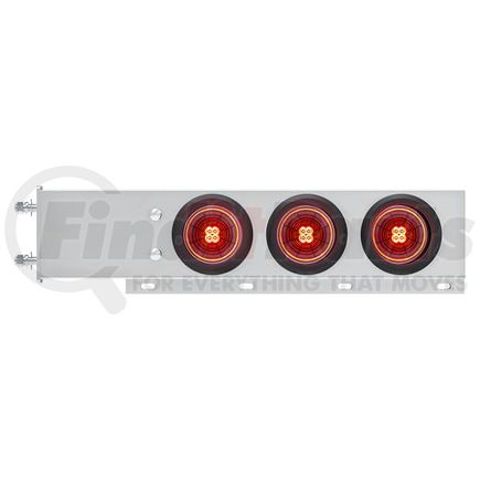 United Pacific 61009 Light Bar - Stainless Steel, Spring Loaded, 3-3/4" Bolt Pattern, with 6 x 4" 13 LED Abyss Light, Red LED/Lens