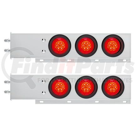 United Pacific 61017 Light Bar - Stainless Steel, Spring Loaded, 2-1/2" Bolt Pattern, with 6 x 4" 16 LED Turbine Light, Red LED/Lens