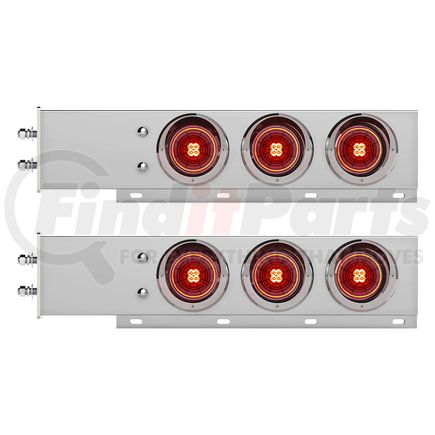 United Pacific 61024 Light Bar - Chrome, Spring Loaded, 2-1/2" Bolt Pattern, with 6 x 4" 13 LED Abyss Light, Red LED/Lens, with Visor