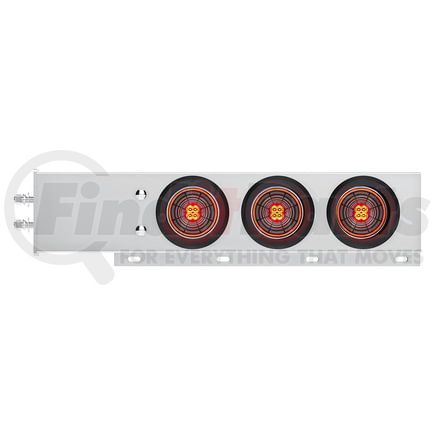 United Pacific 61022 Light Bar - Stainless Steel, Spring Loaded, 2" Bolt Pattern, with 6 x 4" 13 LED Abyss Light, Red LED/Clear Lens