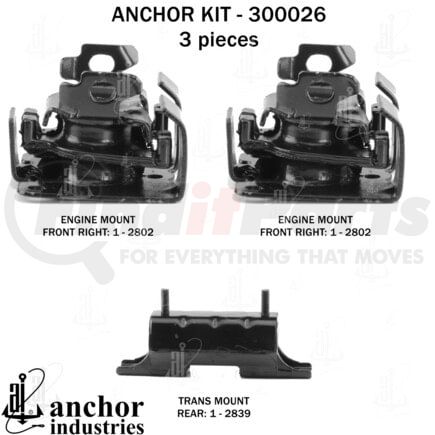 Anchor Motor Mounts 300026 ENGINE MNT KIT