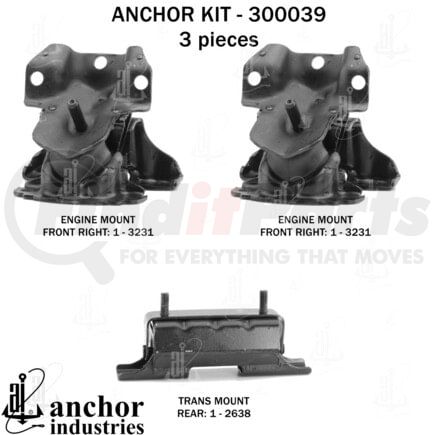Anchor Motor Mounts 300039 ENGINE MNT KIT