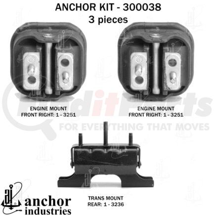 Anchor Motor Mounts 300038 ENGINE MNT KIT