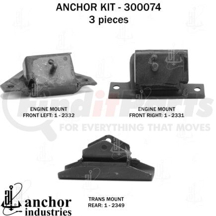 Anchor Motor Mounts 300074 ENGINE MNT KIT