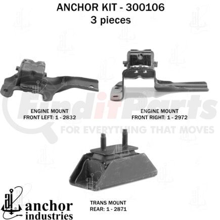 Anchor Motor Mounts 300106 ENGINE MNT KIT