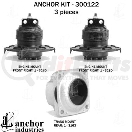 Anchor Motor Mounts 300122 ENGINE MNT KIT