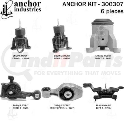 Anchor Motor Mounts 300307 ENGINE MNT KIT