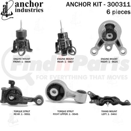 thumbnail image 2 of Protier 3-Piece Motor & Transmission Mount Set For 2004-2009 Toyota Prius 1.5L 2 of 6