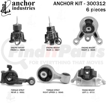 Anchor Motor Mounts 300312 ENGINE MNT KIT