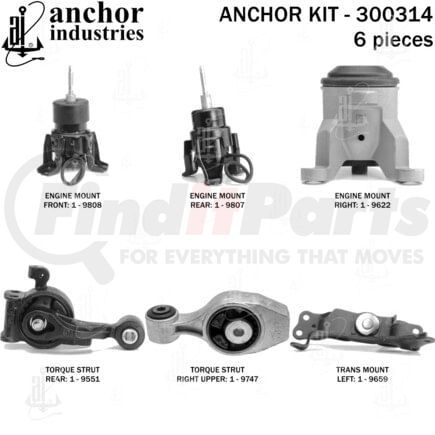 Anchor Motor Mounts 300314 ENGINE MNT KIT
