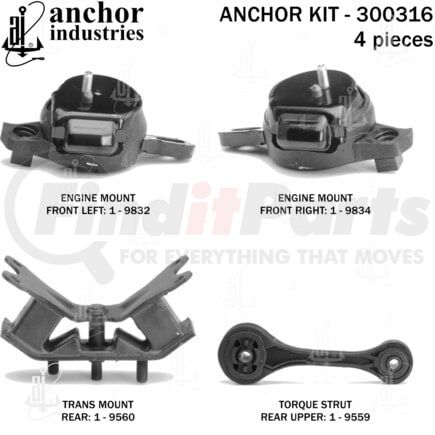 Anchor Motor Mounts 300316 ENGINE MNT KIT