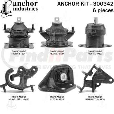 Anchor Motor Mounts 300342 ENGINE MNT KIT