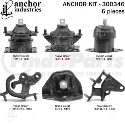 Anchor Motor Mounts 300346 ENGINE MNT KIT