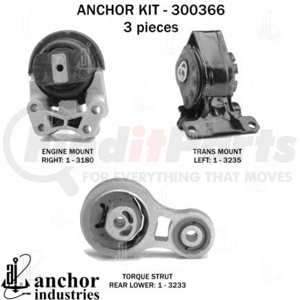 Anchor Motor Mounts 300366 ENGINE MNT KIT