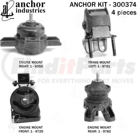 Anchor Motor Mounts 300374 ENGINE MNT KIT