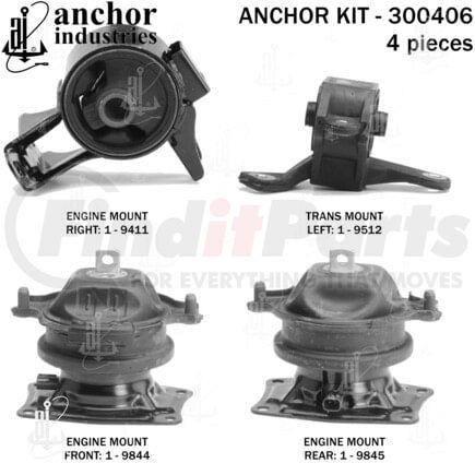 Anchor Motor Mounts 300406 ENGINE MNT KIT