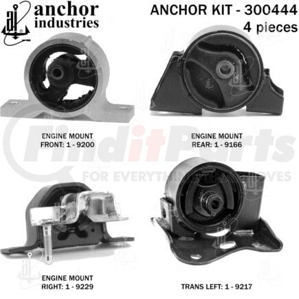 Anchor Motor Mounts 300444 Engine Mount Kit - 4-Piece Kit, for 2000-2006 Nissan Sentra 1.8L