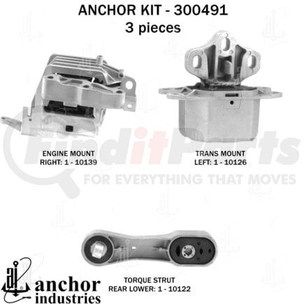 Anchor Motor Mounts 300491 Engine Mount Kit - 3-Piece Kit, for 2016-2022 BMW X1