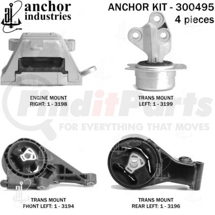 Anchor Motor Mounts 300495 Engine Mount Kit - 4-Piece Kit, for 2011-2013 Buick Regal