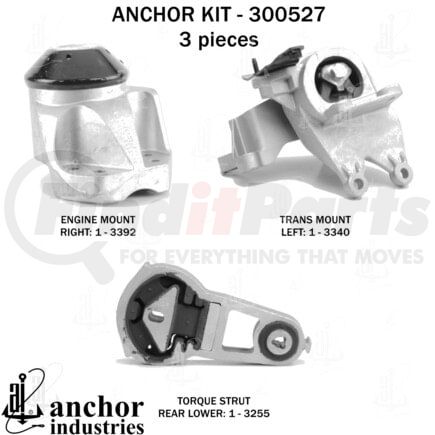 Anchor Motor Mounts 300527 Engine Mount Kit - 3-Piece Kit, for 2011-2015 Ford Explorer