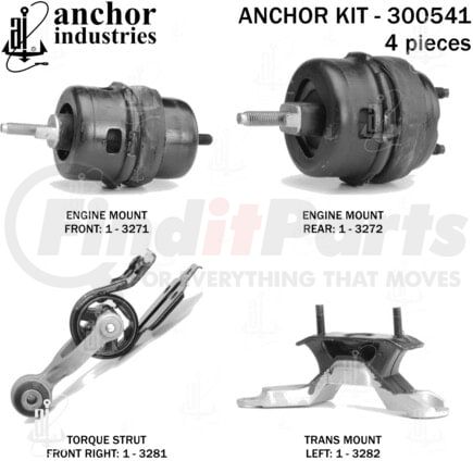 Anchor Motor Mounts 300541 Engine Mount Kit - 4-Piece Kit, for 2012-2016 Chevrolet Impala